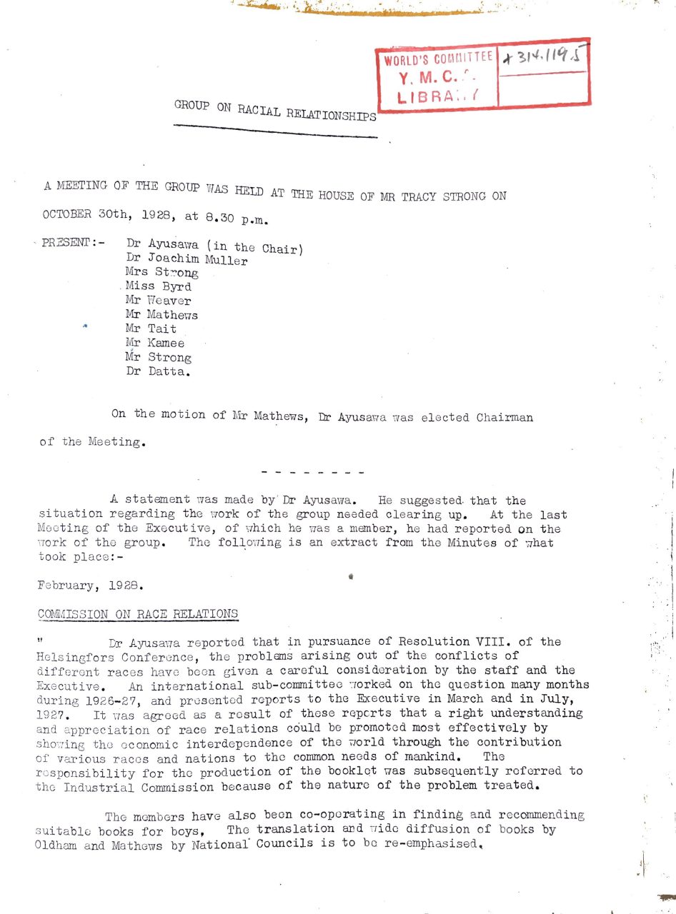 1928 The YMCA launches a Commission on Race Relations